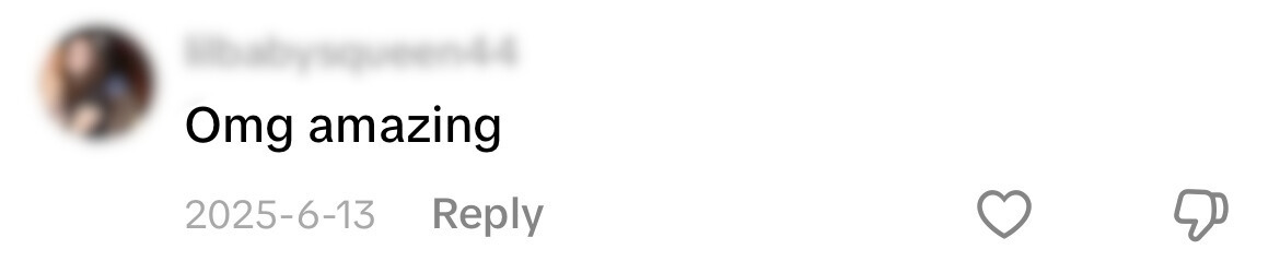 TikTok comment: Omg amazing