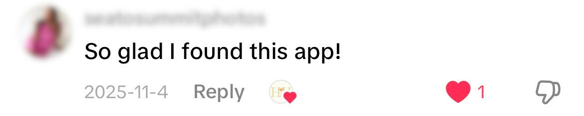 TikTok comment: So glad I found this app!